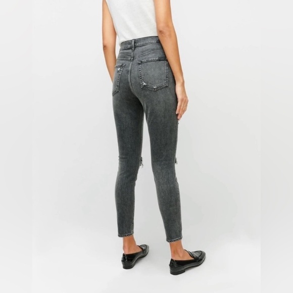 7 For All Mankind High Waist Ankle Skinny Jeans Women’s 27 Washed Gray Black - Picture 2 of 16